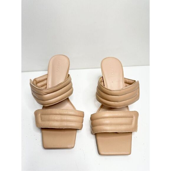 Abound Open Toe Sandals Womens Size 6 Qarly Heeled Tan Slip On Heels - Picture 4 of 9